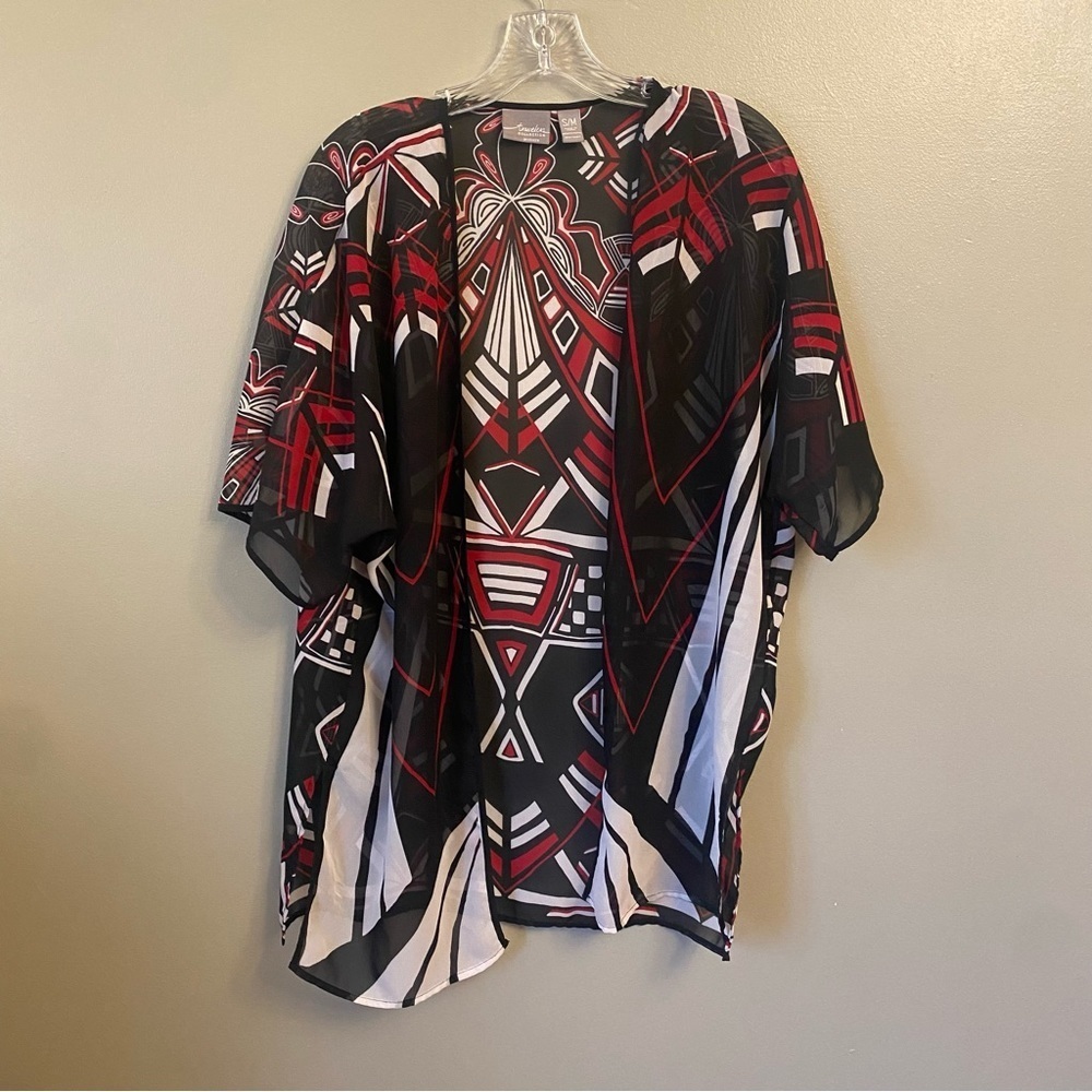 Chico’s Traveler’s Collection Kimono Size Small/Medium red black